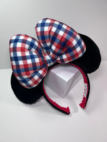 Patriotic Plaid- Velvet - Parks Inspired Ears